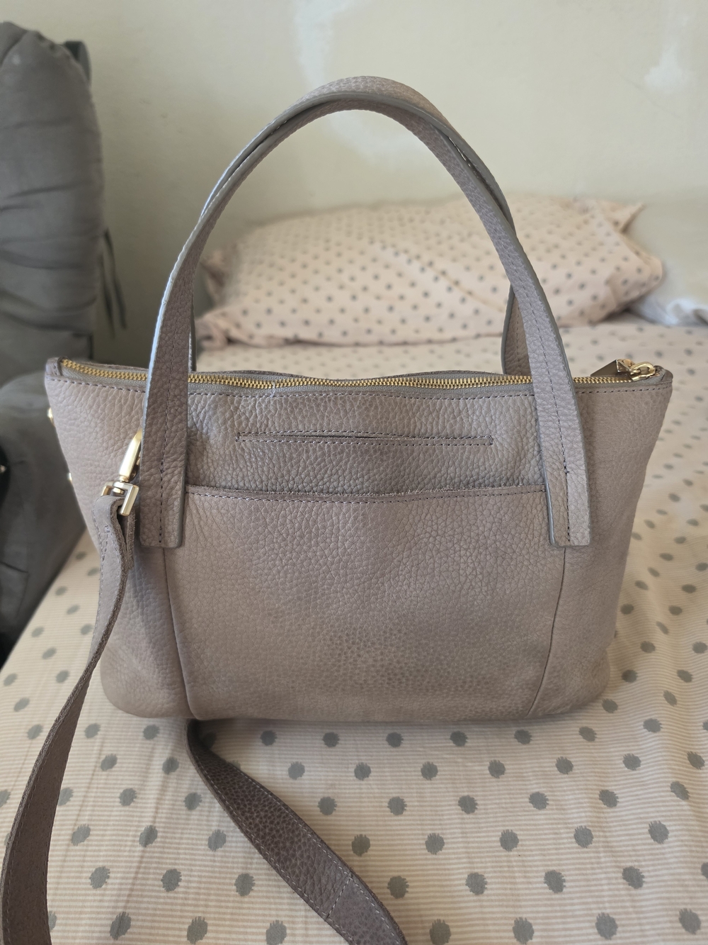 Hammitt Taupe Pebbled Leather Handbag Crossbody Bag with Gold Hardware - Picture 16 of 16